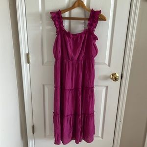 June + Hudson Fuchsia Pink/Purple Sleeveless Tiered Maxi Dress Size Large